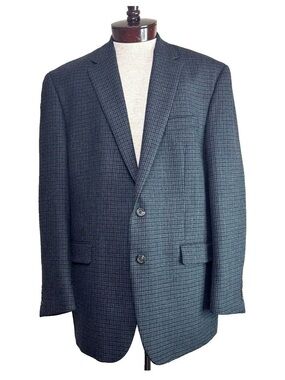 Chaps Wool 48L Men's Navy Bluish-Gray Check Sport Coat